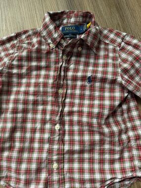 Polo by Ralph Lauren Boys Red & Green Plaid Button-Down Shirt 3 3T